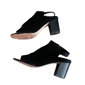 Saks Fifth Avenue black suade sandals shoe